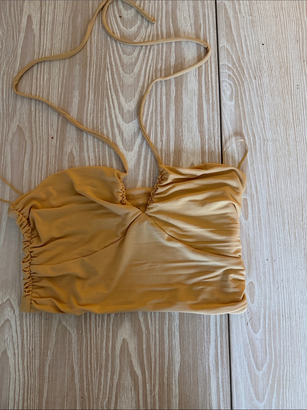 Abercrombie & Fitch Mustard Yellow Ruched Spaghetti-Strap Camisole